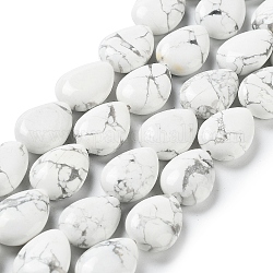 Chapelets de perles en howlite naturelle, larme, 17.5~18x13x6mm, Trou: 1.2mm, Environ 22 pcs/chapelet, 15.24 pouce (38.7 cm)