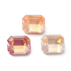 Electroplate Glass Rhinestone Cabochons, Point Back & Back Plated, Faceted, Rectangle, Mixed Color, 10x8x4mm