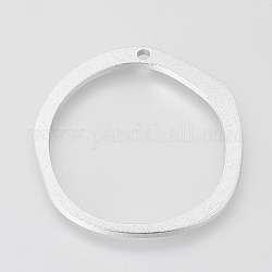 Экологичные алюминиевые подвески, подвески для лазерной резки, кольцо, серебряные, 53x48.5x2~2.5 мм, отверстие : 3 мм