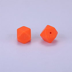 Hexagonal Silicone Beads, Chewing Beads For Teethers, DIY Nursing Necklaces Making, Dark Orange, 23x17.5x23mm, Hole: 2.5mm