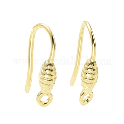 Rack Plating Brass Earring Hooks, with Vertical Loops, Long-Lasting Plated, Lead Free & Cadmium Free, Golden, 14x0.3mm, Hole: 1.2mm, 21 Gauge, Pin: 0.7mm