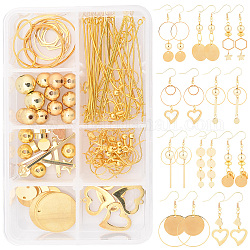 Kits de fabricación de pendientes diy sunnyclue, incluyendo anillos y abalorios de unión de latón, 304 colgantes y eslabones de acero inoxidable, fornituras de hierro, dorado