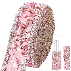 Cinta adhesiva con rhinestone pandahall elite de 1 m, con chip de gema caído, para accesorios de vestuario, decoracion de cinturones, rosa, 20x2~3mm