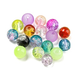 Perles en verre, ronde, transparent craquelé/givré, mixedstyle, couleur mixte, 6x5.5mm, Trou: 1.2~1.4mm, environ 1818 pcs/500 g