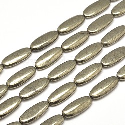 Ovales pyrite naturelle perles brins, 25x10x5mm, Trou: 1mm, Environ 16 pcs/chapelet, 15.7 pouce
