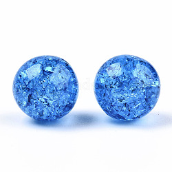 Transparente runde Perlenstränge aus Craquelé-Acryl, kein Loch, dunkelblau, 12 mm