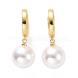 Orecchini a cerchio pendenti con perle di plastica, gioielli in ottone per le donne,  cadmio& piombo libero, oro, 31.5mm, ago :0.9mm
