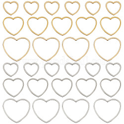 Sunnyclue 1 boîte de 60 breloques de connecteur en forme de cœur de 3 tailles, 304 breloques d'amour en acier inoxydable, cadre ouvert, lien romantique, breloques pour la fabrication de bijoux, boucles d'oreilles, bricolage, artisanat, fête des mères, cadeau de Saint Valentin