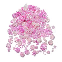 Kits de búsqueda de joyería de estilo de color degradado diy, incluyendo cuentas de plástico, cabujones, eslabones y colgantes, Formas de mariposa/hoja/flor/lazo/concha/estrella, rosa perla, 8~34.5x8~40x2~11mm, agujero: 1~6 mm, aproximamente 804 unidades / 500 g