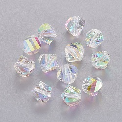 Facettes galvaniser perles k9 en verre strass, cône, clair ab, 7.5x8.5x8.5mm, Trou: 1.6mm