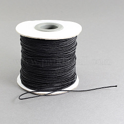 Round Elastic Cord, with Nylon Outside and Rubber Inside, Black, 1mm, about 109.36 yards(100m)/roll
