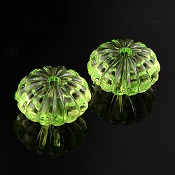Transparent Acrylic Beads, Pumpkin, Yellow Green, 14mm in diameter,  9.4mm thick, hole: 2mm, about 620pcs/500g