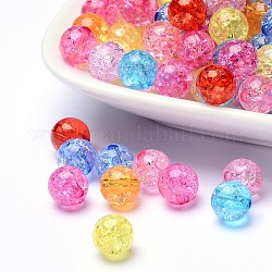 Perles en acrylique transparentes craquelées, ronde, couleur mixte, 10mm, Trou: 2mm, environ 938 pcs/500 g