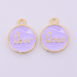 Alloy Pendants fore Enamel, Lead Free & Cadmium Free, Flat Round with Word