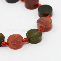 Natural Agate Beads Strands, Flat Round, Dyed, 10x4mm, Hole: 1mm, about 31pcs/strand, 16.53inch