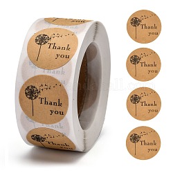 1 Inch Thank You Stickers, DIY Scrapbook, Decorative Adhesive Tapes, Flat Round, BurlyWood, 25mm, about 500pcs/roll