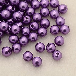 Imitation Pearl Acrylic Beads, Dyed, Round, Medium Orchid, 6x5.5mm, Hole: 1.5~2mm, about 4500pcs/pound