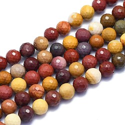 Chapelets de perles en mokaite naturel, ronde, facetté (128 facettes), 8mm, Trou: 1.2mm, Environ 49 pcs/chapelet, 15.16 pouce (38.5 cm)