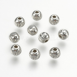 925 Sterling Silber gewellte Perlen, Runde, Platin Farbe, 5 mm, Bohrung: 1 mm