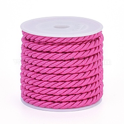 Polyester Cord, Twisted Cord, Fuchsia, 5mm, about 4.37 yards(4m)/roll