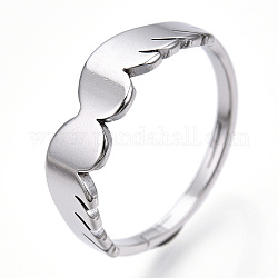 304 anillo ajustable de ala de acero inoxidable para mujer, color acero inoxidable, nosotros tamaño 6 1/2 (16.9 mm)