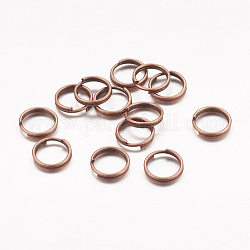 Iron Split Rings, Double Loops Jump Rings, Cadmium Free & Nickel Free & Lead Free, Red Copper, 10x1.4mm, about 8.6mm inner diameter, about 4160pcs/Kg