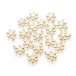 304 charms in acciaio inox, fiocco di neve, oro, 9x12x1mm, Foro: 1.4 mm