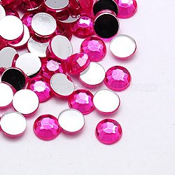 Imitation Taiwan Acrylic Rhinestone Cabochons, Faceted, Half Round, Camellia, 2x1mm, about 10000pcs/bag