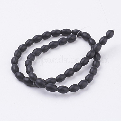 Chapelets de perles en pierre noire synthétique, mat, baril, noir, 9x6mm, Trou: 1mm, Environ 42 pcs/chapelet, 14.7 pouces