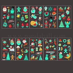 Christmas Themed Pattern Luminous Body Art Tattoos, Removable Fake Temporary Tattoos Paper Stickers, Colorful, 96x57mm, 10 sheets/set