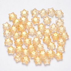 Perles de verre imprimées par pulvérisation, avec de la poudre de paillettes, étoiles du nord, or, 8x8.5x4mm, Trou: 1mm