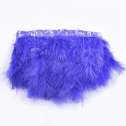 Recorte de flecos de plumas de pavo, accesorios de vestuario, teñido, color de malva, 120~180 mm, aproximamente 2 m / bolsa