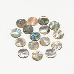 Paua shell charms, Flachrund, Farbig, 11~12x1 mm, Bohrung: 1 mm
