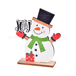 木製人形ディスプレイ装飾  クリスマスの装飾品  パーティーギフトの家の装飾  雪だるま  140x110mm