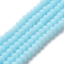 Chapelets de perles en verre, facette, mat, rondelle, turquoise pale, 4mm, Trou: 1mm, Environ 123~127 pcs/chapelet, 16.5~16.9 pouce (42~43 cm)