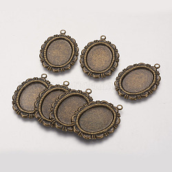 Messing Anhänger Fassungen, diy Zubehör für die Schmuck basteln, Oval, Antik Bronze, Fach: 13x17.5 mm, 20x28x1 mm, Bohrung: 2 mm