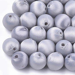 Mit Polyesterfaden überzogene Perlen, mit abs kunststoff, Runde, lichtgrau, 20x21.5 mm, Bohrung: 3 mm