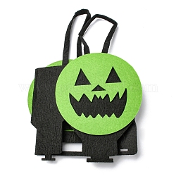 Sacchetti di caramelle di halloween in feltro diavolo con manici, bomboniere per sacchetti regalo di Halloween per bambini, verde, 23cm, borsa: 12x12x6.3 cm