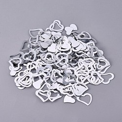 Heart Shape Confetti, for Bridal Shower Decor, Wedding Table Decor, Baby Shower, Valentines Day, Silver, 12.5x14x0.4mm and 9x10.5x0.4mm, about 600~700pcs/bag