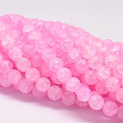 Синтетические тресковые кварцевые нити, круглые, окрашенные, матовые, ярко-розовый, 8 мм, отверстие : 1 мм, около 50 шт / нитка, 15.75 дюйм