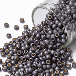 Toho perles de rocaille rondes, Perles de rocaille japonais, (pf568f) permafinish améthyste clair mat métallique, 8/0, 3mm, Trou: 1mm, à propos 222pcs / bouteille, 10 g / bouteille