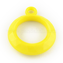 Opake Acryl Anhänger, Ring, facettiert, Gelb, 31x25.5x7.5 mm, Bohrung: 3 mm, ca. 339 Stk. / 500 g