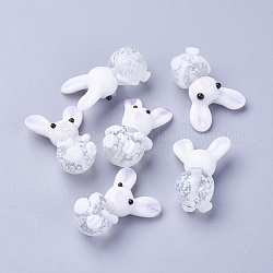 Perline di lampwork coniglietto fatto a mano, perle di coniglio, bianco, 25~29x16~20x12~13mm, Foro: 1.2 mm