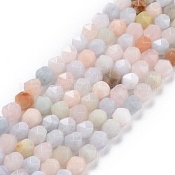 Chapelets de perles en morganite naturelle, étoiles coupées perles rondes, facette, 7~8x8mm, Trou: 0.9mm, Environ 49 pcs/chapelet, 14.92 pouce (37.9 cm) ~ 15.75 pouces (40 cm)