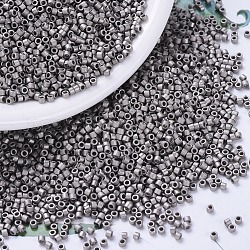 Perles miyuki delica petites, cylindre, Perles de rocaille japonais, 15/0, (db0321) nickelé mat, 1.1x1.3mm, Trou: 0.7mm, environ 3500 pcs/10 g