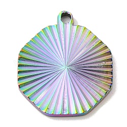 Placcatura ionica (ip) 304 ciondoli in acciaio inossidabile, fascino ottagonale, colore arcobaleno, 20x17.5x1.9mm, Foro: 1.6 mm