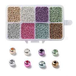 168g 8 couleurs 12/0 grade a perles de rocaille en verre rondes, teinte, couleur mixte, 2.3x1.5mm, Trou: 1mm, environ 21g / couleur, environ 18100 pcs / boîte