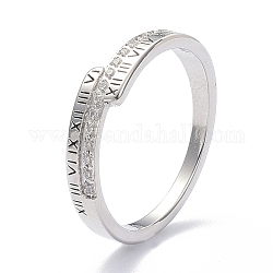 304 Stainless Steel Finger Rings, with Crystal Rhinestone, Roman Number, Stainless Steel Color, US Size 6~9(16.5~18.9mm)