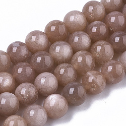 Chapelets de perles de sunstone naturelle naturelles, Grade A +, ronde, 8~9mm, Trou: 0.7~1mm, Environ 22~24 pcs/chapelet, 7.28 pouce ~ 7.67 pouces (18.5 cm ~ 19.5 cm)
