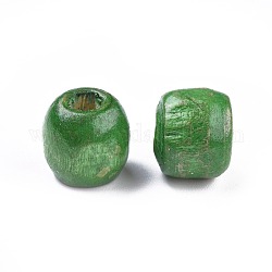 染色された天然メープルウッドビーズ  バレル  無鉛の  グリーン  11x12mm  穴：3~5mm  約1800個/1000g